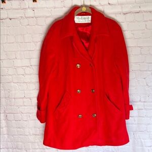 Vintage Mackintosh Women's Red Wool Jacket Double-Breasted Coat Size 8
